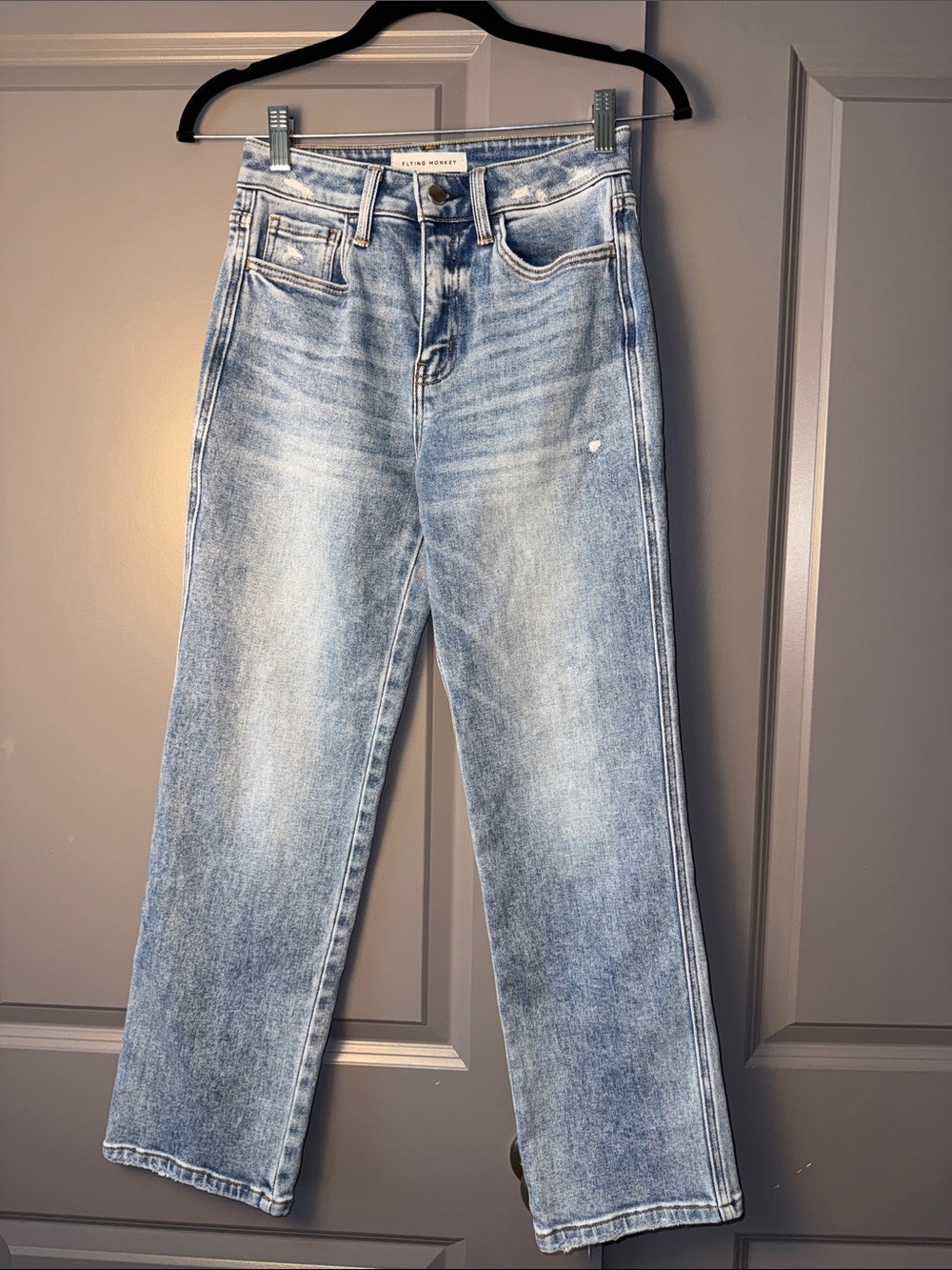 Flying Monkey High Rise Straight Leg Jeans Size 25 Light Wash